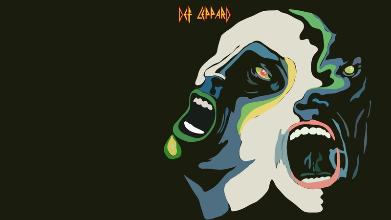 cartoon, black background, people, animal body part, representation, text, communication, Def Leppard, occupation, 1080P, creativity, Band (Music), multi colored