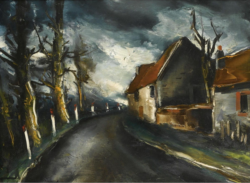 road, painting, Maurice de Vlaminck, 1080P, classic art, artwork