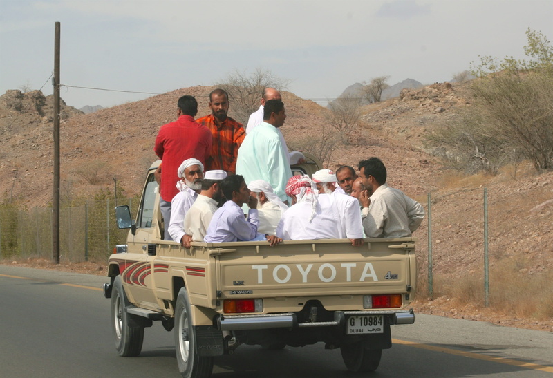 oman, women, travel, togetherness, females, land vehicle, sultan qaboos port, day, transportation, leisure activity, sky, group of people, pick-up, real people