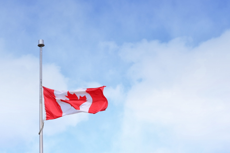 day, pole, country, sky, 5K, flagpole, cloud, white, nature, no people, canada, half-mast, white color, low angle view, clouds, leaf, flag pole, outdoors