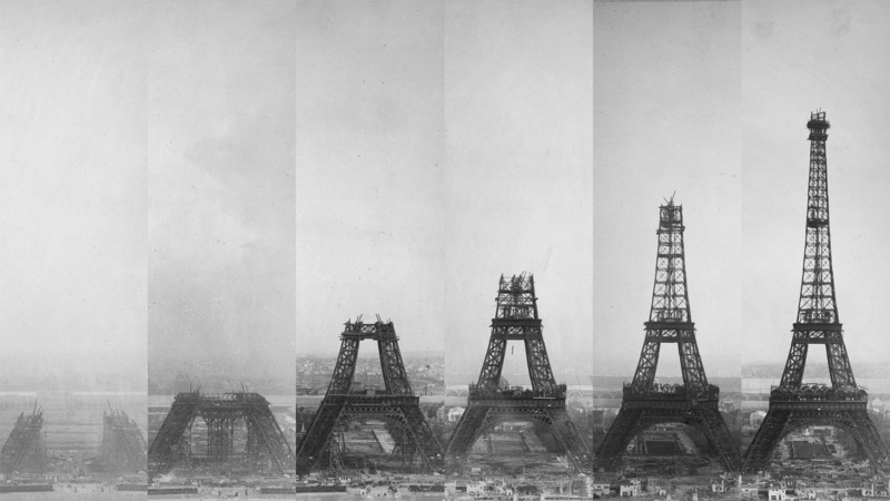 tower, Eiffel Tower, monochrome, architecture, 1080P, France, historic, collage, building, constitutions