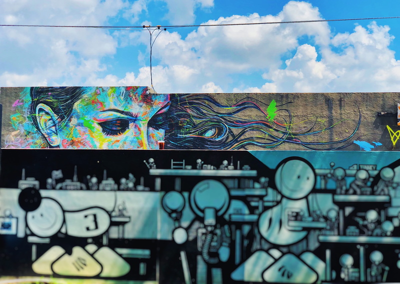 day, representation, clouds, vsco, nature, graphics, street art, wall, graffiti, united states, naomitamar, painting, multi colored, spray paint, wall - building feature