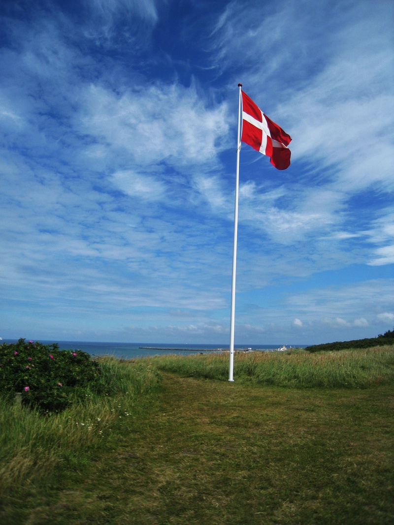 colours, grass, cloud - sky, waving flag, clouds, tranquility, environment, natural landscape, 2K, typical denmark, jutland, denmark, non-urban scene