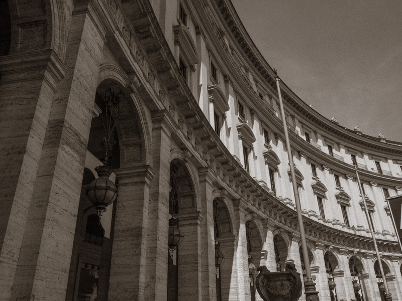 nature, window, low angle view, building exterior, italy, built structure, piazza della repubblica, tourism, black and white, no people, stone, repubblica