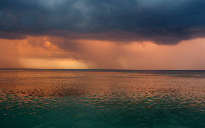 ominous, scenics - nature, reflection, horizon over water, seascape, rain, environment, torrential rain, sea, no people, jamaican, abstract, horizon, dark
