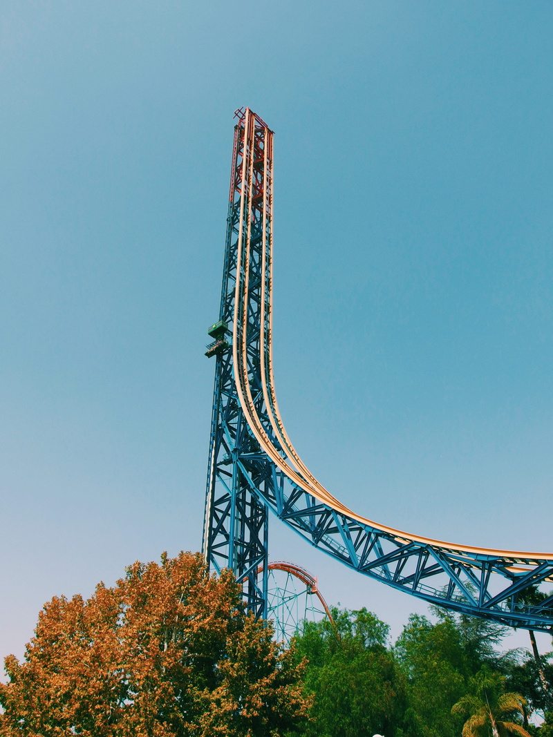 copy space, nature, amusement park ride, arts culture and entertainment, united states, fairground, plant, amusement park, us, six flags magic mountain