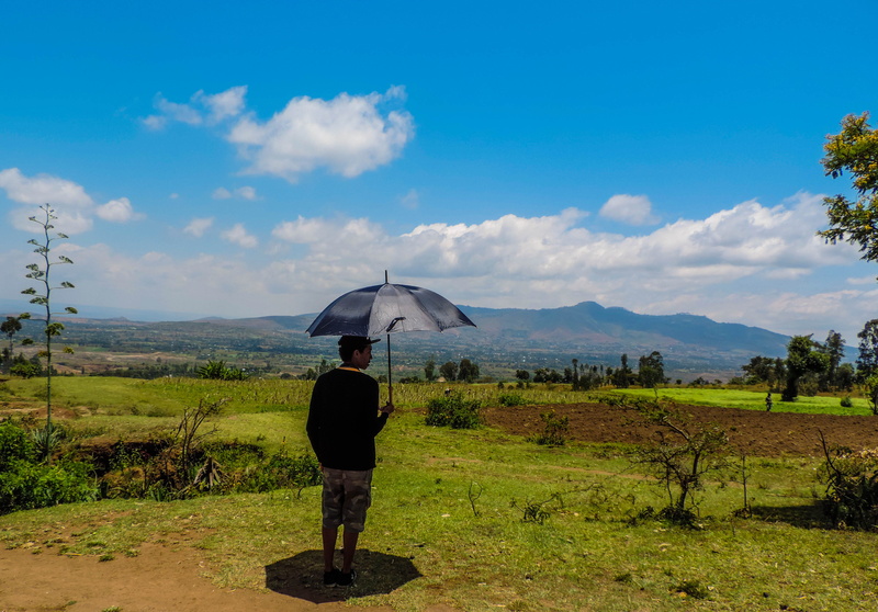full length, green color, sky, rear view, standing, tranquil scene, outdoors, nature, southern ethiopian peoples democratic movement, lifestyles, ethiopia