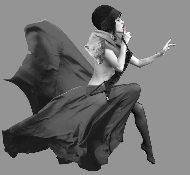 low angle view, gray background, americana, photo, clothing, cocktail, vintage, lady, full length, dancing, flapper, 4K, girl, hush, black, one person