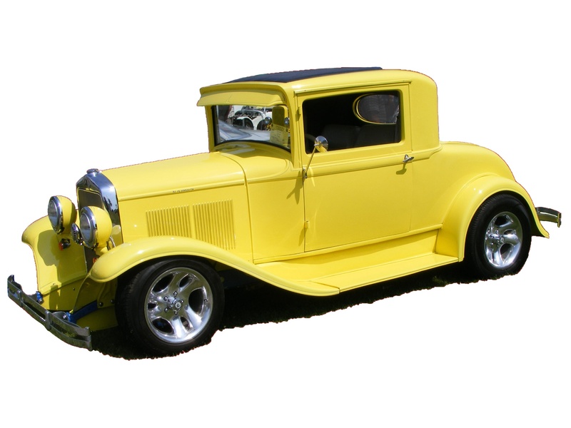 yellow, vintage car, americana, 1080P, studio shot, plymouth coupe, retro styled, no people, white background, mode of transportation, city, restore, classic