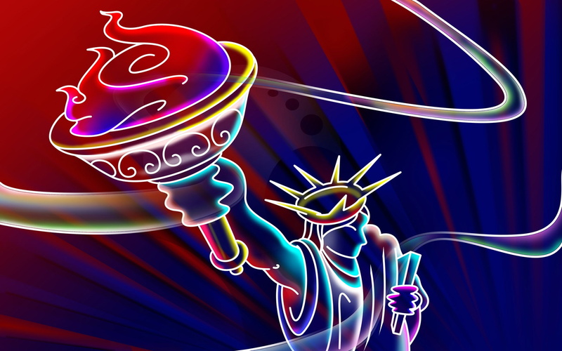 1080P, hd, d, abstract, lady-liberty-, lady, neon, 3d and cg, liberty, wds, Lady Liberty, 3D, art, cg, beautiful, colorful