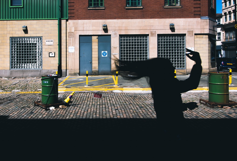 manchester, hair, urban, building, men, full length, shadow, lifestyles, people, england, architecture, window, alley, sunlight, pets, footpath, mackie mayor