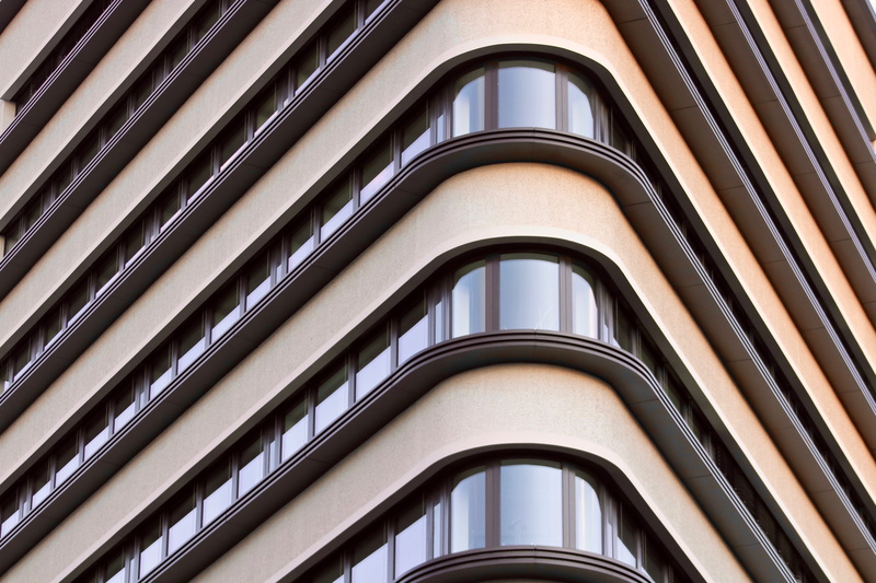 close-up, city, in a row, building, corner, concrete, new building, low angle view, leipzig, built structure, downtown, spiral, repetition, design, window
