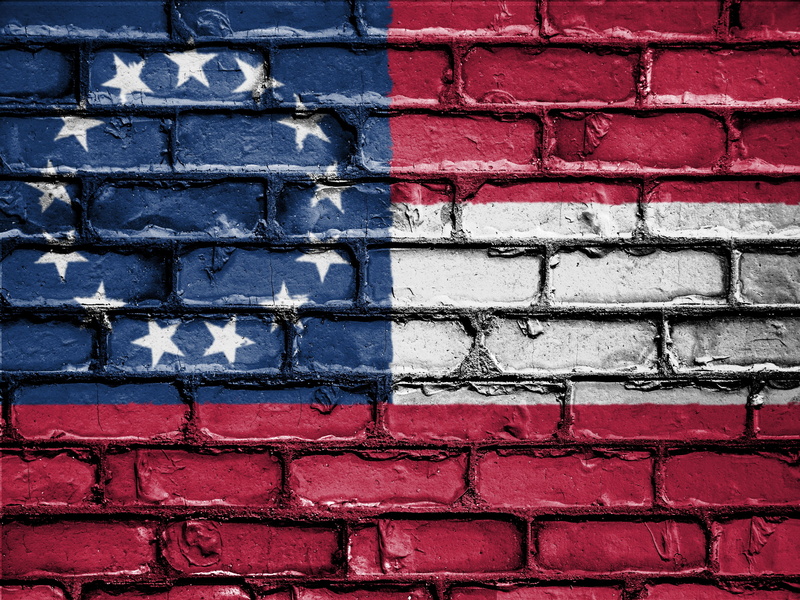 building exterior, full frame, day, 4K, paint, patriot, pattern, emblem, patriotic, banner, painted, close-up, america, wall, national, bricks, symbol