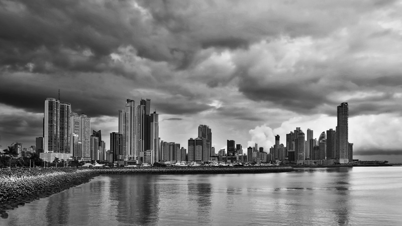 office building exterior, outdoors, no people, tower, skyline, nature, architecture, financial district, waterfront, clouds, panama city, tall - high, city