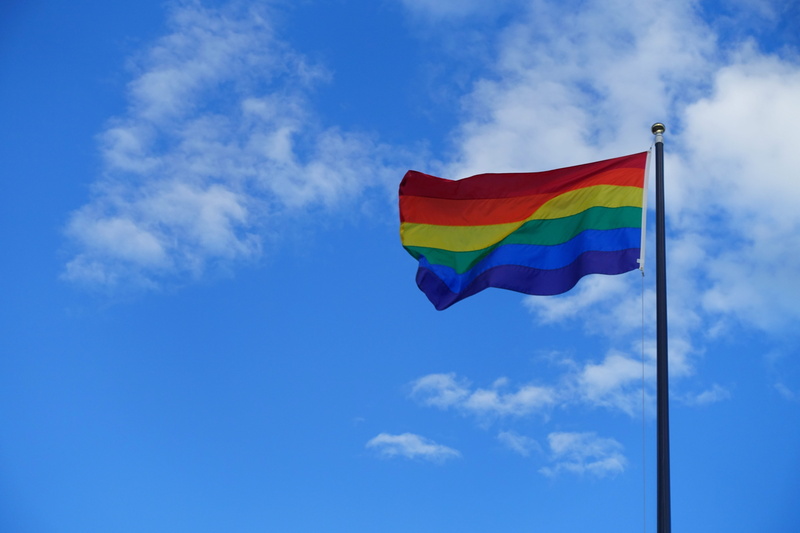 nature, striped, symbol, cloud - sky, Pride, Gay, Rainbow, low angle view, no people, patriotism, blue, wind, Flag, cloud, homosexuality, sky, dom, environment
