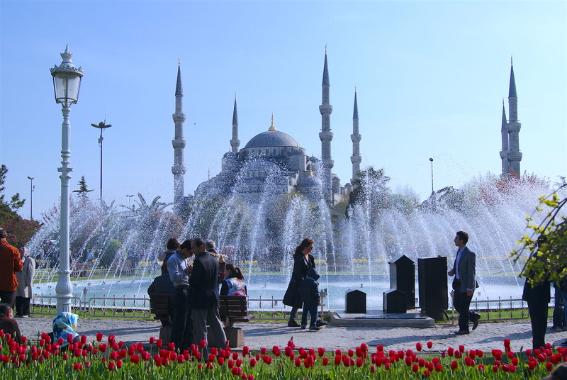 istambul, fountain, adult, large group of people, nature, travel destinations, mesquita azul, 4K, tourism, architecture, blue mosque, place of worship