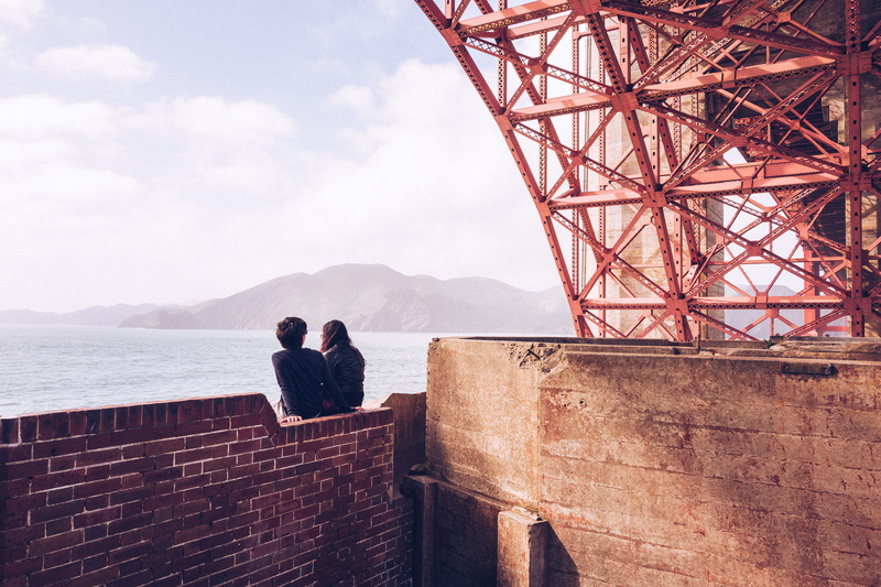 adult, romance, lifestyles, tourist, honeymoon, day, loveers, structure, close, young Adult, bricked, woman, ocean, nature, together, outdoors, close up