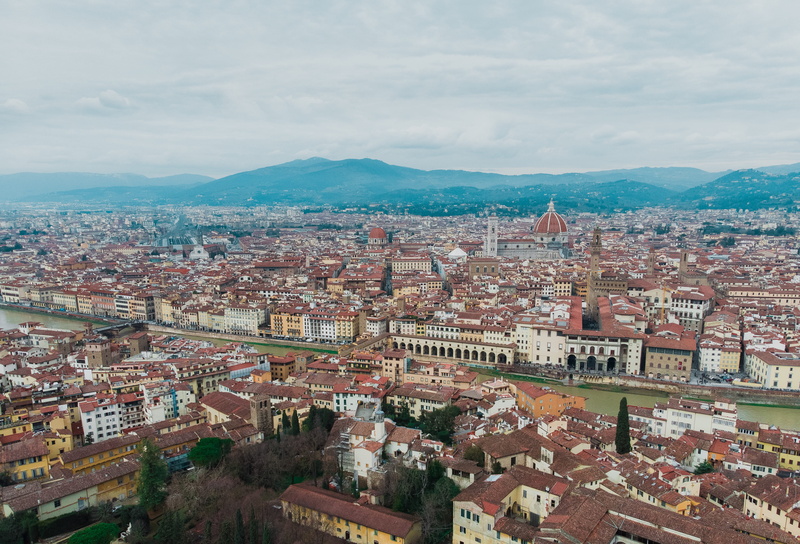 community, city, roof, cloud - sky, high angle view, crowded, italia, italy, cathedral, cityscape, day, architecture, townscape, mountain, bridge, vecchio bridge