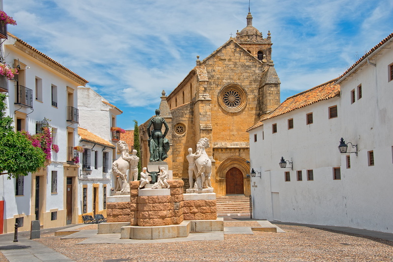 building exterior, belief, building, spirituality, city, cloud - sky, place of worship, Church, statues, day, white, religion, Cordoba, black, 1080P, history