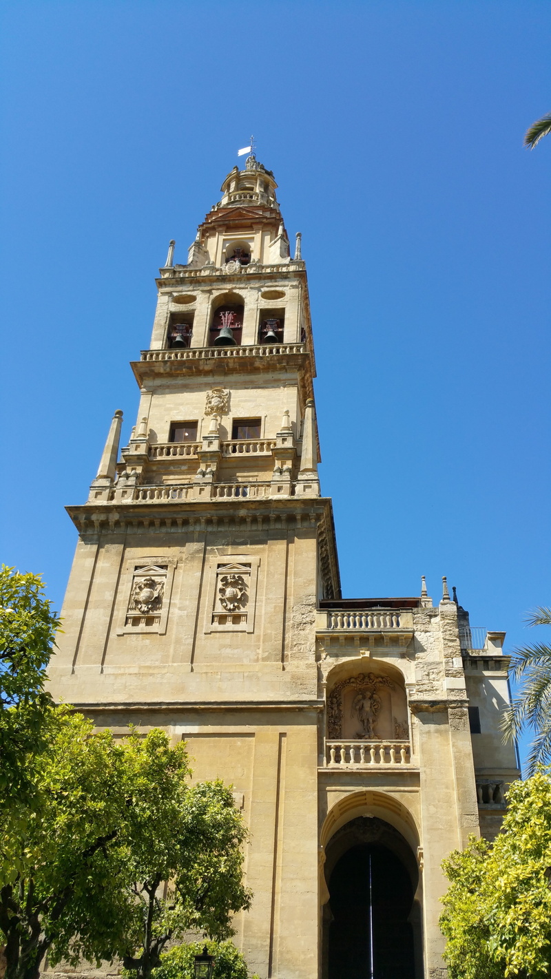 sky, place of worship, religion, building, outdoors, no people, mezquita, clock, tower, mezquita-catedral de córdoba, córdoba, clock tower, mosque, belief