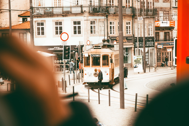 window, subway, day, mode of transportation, street, people, citytrip, carmo, porto, portugal, windows, focus on background, 4K, metro, seat, men, city