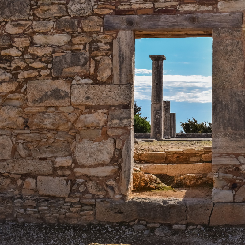 towers, built structure, ancient civilization, trees, greek, archaeology, building exterior, stone wall, concrete, archeology, wall - building feature