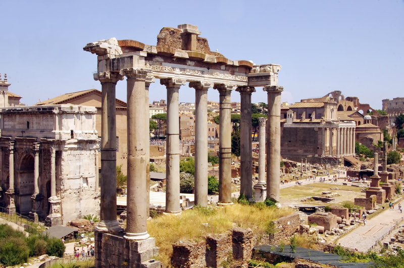 sky, old, clear sky, ancient history, deterioration, the past, ancient civilization, Italy, antique, architecture, Rome, 4K, Forum, built structure, no people