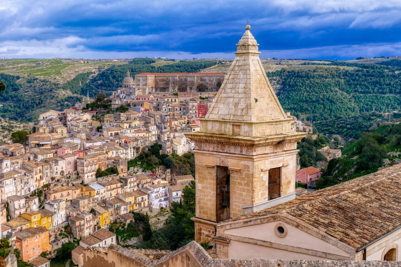 Italy, panorama, Ragusa, home, Sicily, building, tower, 2K