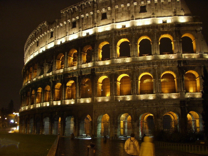 illuminated, architecture, building, 720P, archaeology, old, built structure, ancient, night, romans, colosseum, building exterior, nature, arena, rome