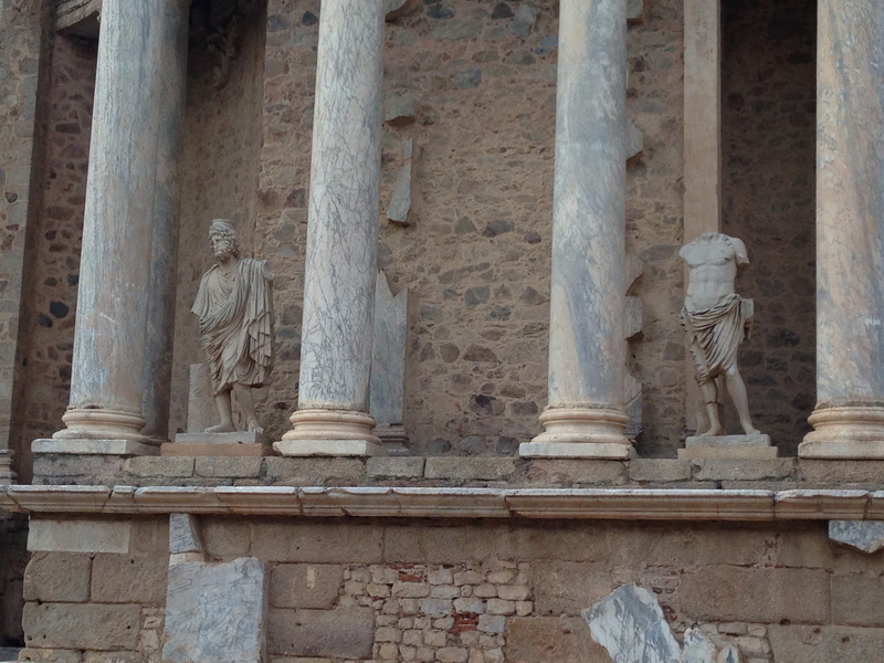 roman theatre, male likeness, no people, emeritus, creativity, architecture, archaeology, architectural column, belief, merida, representation, statue