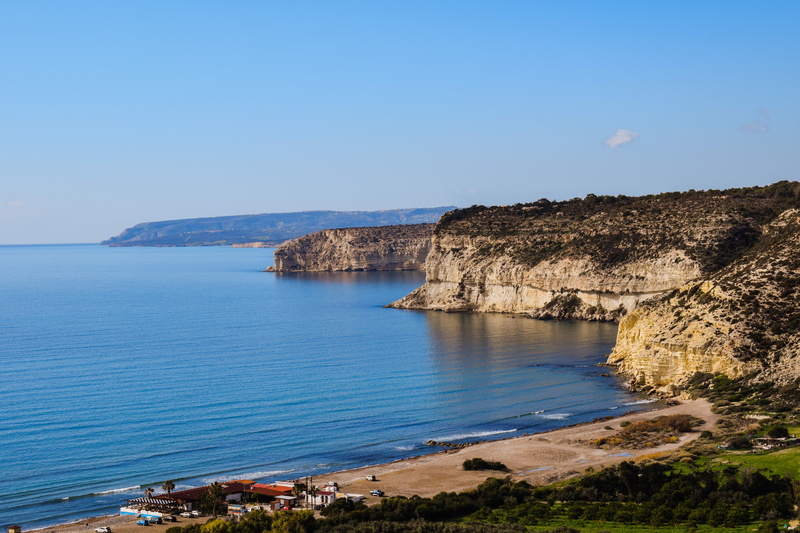 tranquil scene, rocky coastline, cyprus, winter, idyllic, cliff, non-urban scene, blue, 5K, clear sky, sky, rock - object, cliffs, sea, rock, scenics - nature