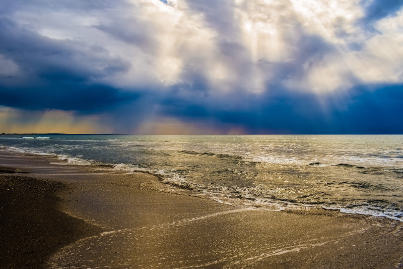 5K, nature, land, tranquility, tranquil scene, beach, beauty in nature, clouds, outdoors, scenic, cloud - sky, day, rainbow, scenics - nature, sunbeam