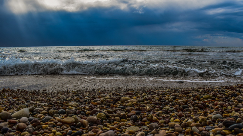 scenic, pebble, nature, cloudscape, coastline, land, beach, scenery, Sea, 5K, cloud - Sky, horizon over water, cyprus, Sunlight, surface level, stone