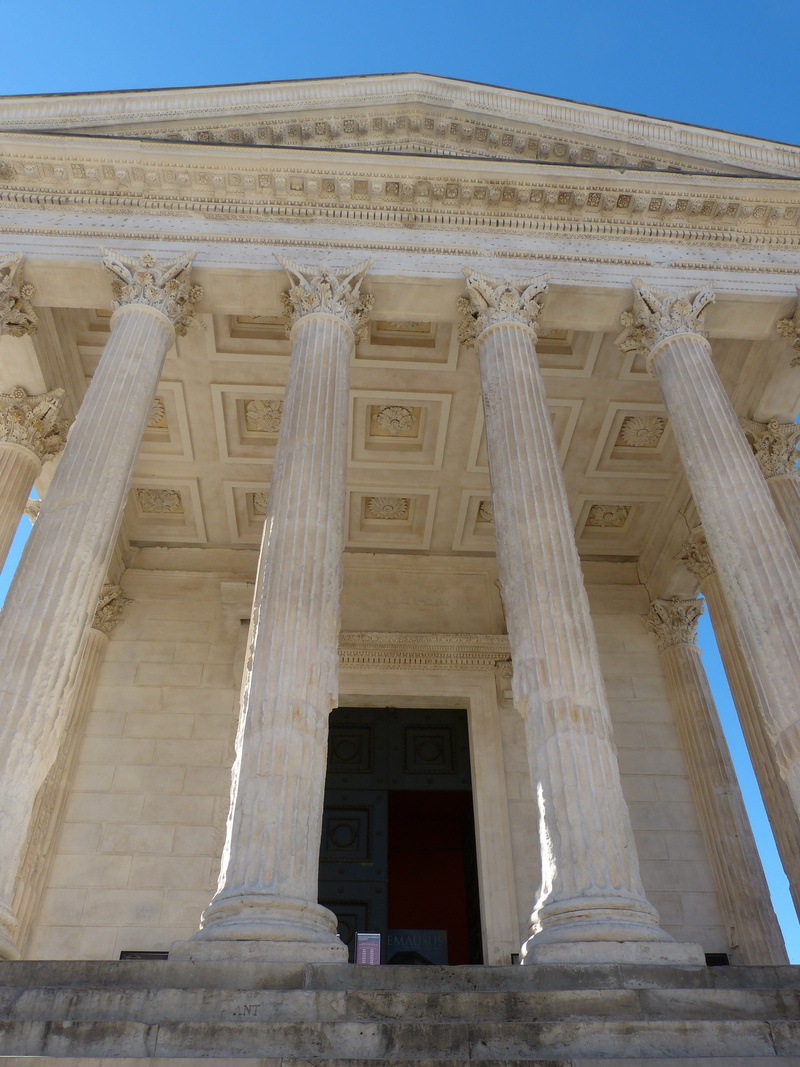 nimes, built structure, building, France, history, the past, Temple, pillar, building exterior, day, outdoors, Nimes, archaeology, ancient, travel, 4K