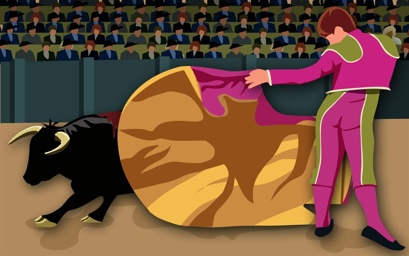 matador, bull, 1080P, fighting, vector, artwork, black, hd, sports