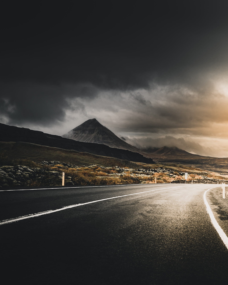 tarmac, cloud - sky, beauty in nature, icelandic, symbol, moody, bend, roadside, nature, direction, cloud, 1080P, summer, colour, dividing line, trees