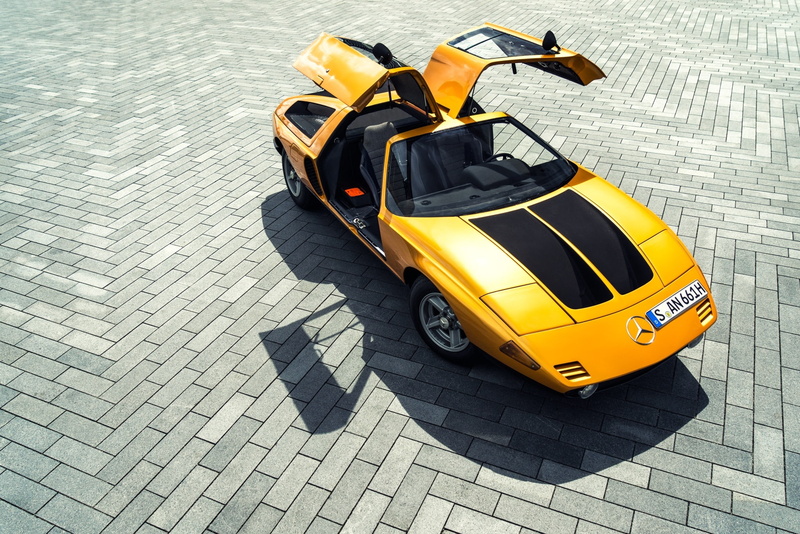 pavers, Mercedes-Benz, doors gull wing, yellow, C111 Prototype, 1080P