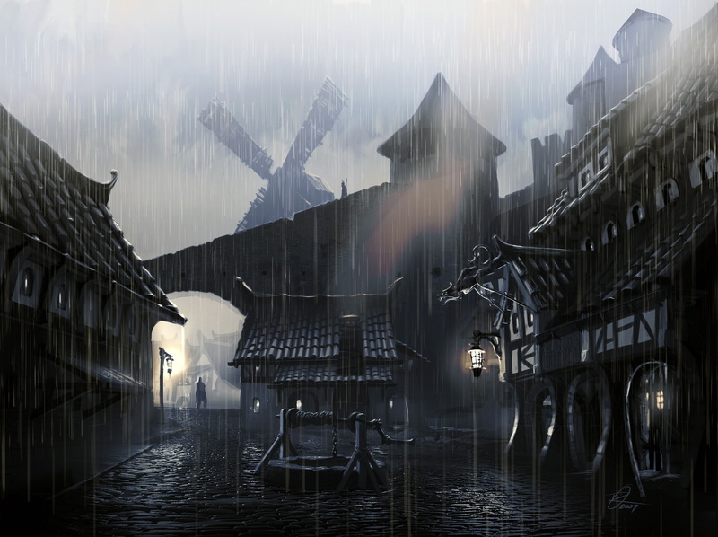 Skyrim, grayscale, no People, fog, nautical vessel, house, china - East Asia, concept atr, lights, people, history, village, outdoors, sky, night, photo