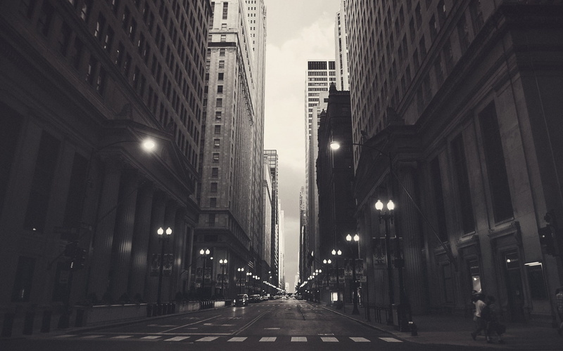 city, road, 1080P, gray, Chicago, sepia, cityscape