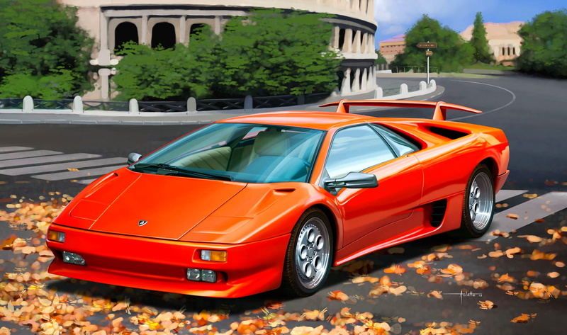 Lamborghini Diablo VT, 1080P, Italy, Supercar, Colosseum