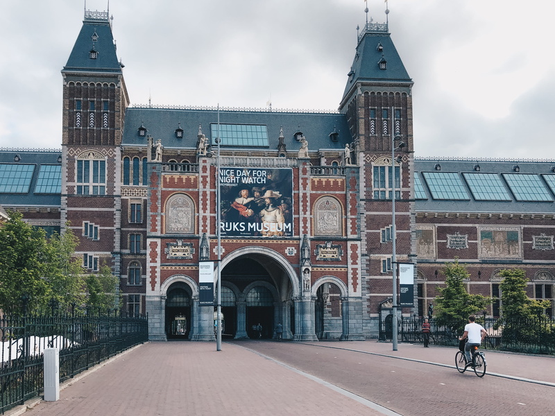 rijksmuseum, transportation, downtown, building exterior, place of worship, bike, travel destinations, person, history, campus, real people, architecture
