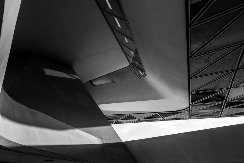 skylight, sphere, lighting, low angle view, sunlight, building, triangle, spiral, planetarium, design, pattern, airplane, glass - material, ceiling, architecture