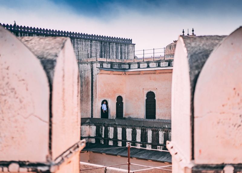 standing, handrail, tourism, wood, dome, arched, person, spire, fort, travel, outdoors, history, bridge, roof, no people, the past, old, architectural column