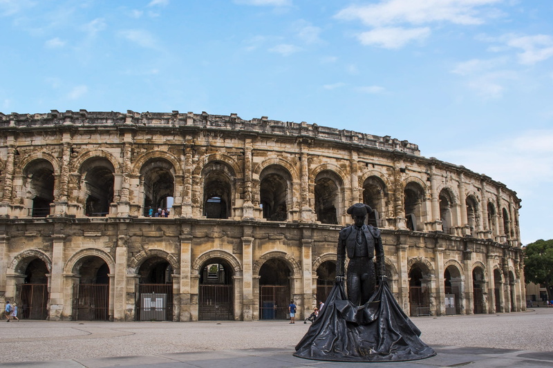 arena, architecture, art and craft, building exterior, torero, arch, statue, tourism, travel, built structure, 1080P, ancient, monument, france, ancient civilization