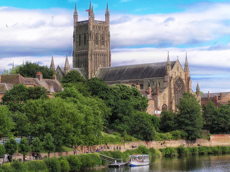 hdr, tourism, nature, trees, worcester, building, religion, Church, travel, building exterior, cathedral, plant, sky, Worcester, church, tower, reflections