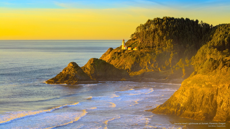 Architecture, sunset, heceta, lighthouse, oregon, head, 2K, florence