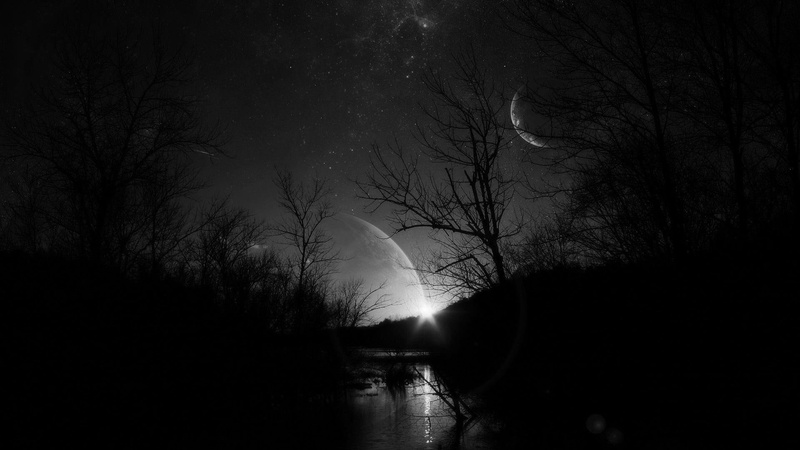 stars, 1080P, forest, moon, darkness, planets, night sky