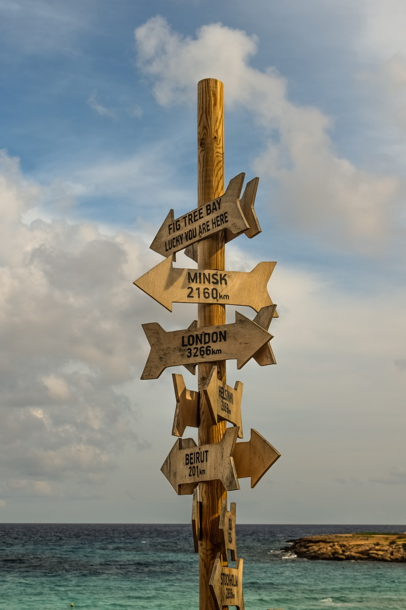 day, distance from, guidance, text, horizon, western script, outdoors, 5K, water, cyprus, beauty in nature, no people, sea, signposts, sign, signs, scenics - nature
