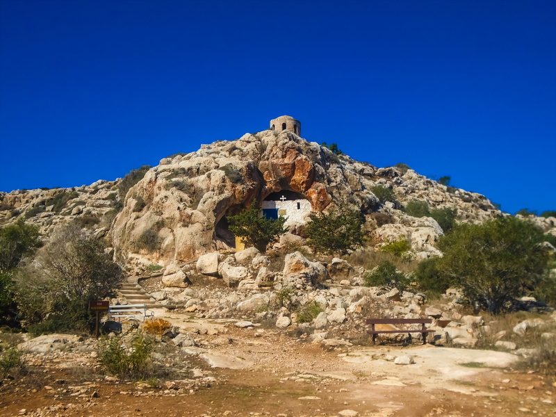 church, cave, rock formation, plant, no people, outdoors, landscape, rock, scenics - nature, clear sky, sightseing, sky, belief, beauty in nature, day