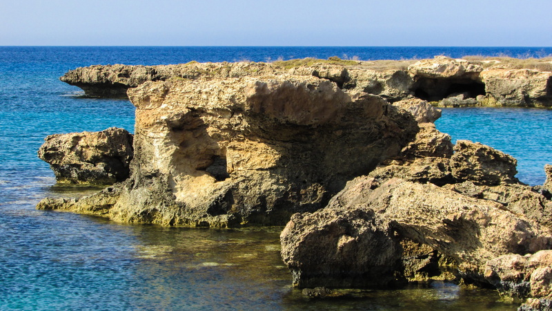 beauty in nature, 4K, cyprus, rock - object, day, rock formation, rocky coast, tourism, island, rock, scenics - nature, land, sky, solid, eroded, tranquility